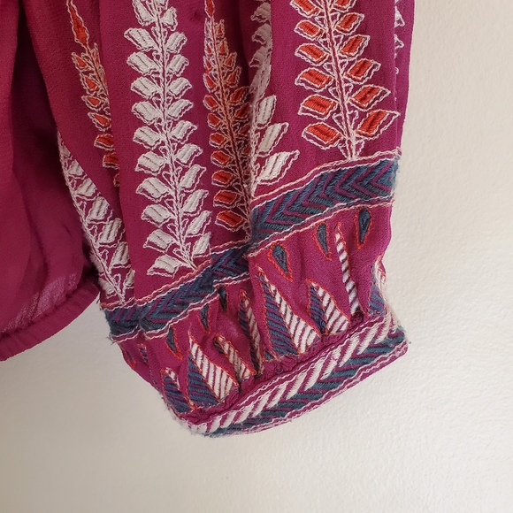 Free People Womens Embroidered Floral Off Shoulder Top Size Small - Picture 5 of 9